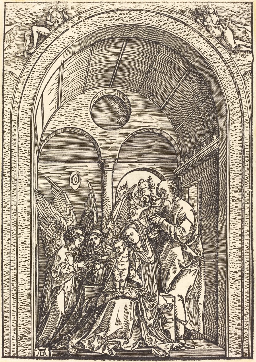 Tonozlu Salonda İki Melekli Kutsal Aile by Albrecht Dürer