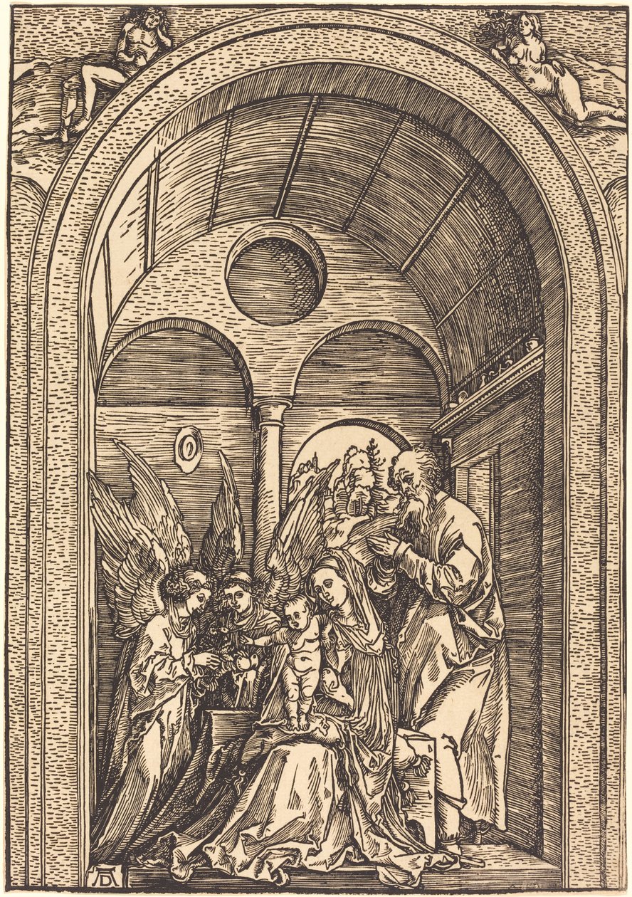 Tonozlu Salonda İki Melekli Kutsal Aile by Albrecht Dürer