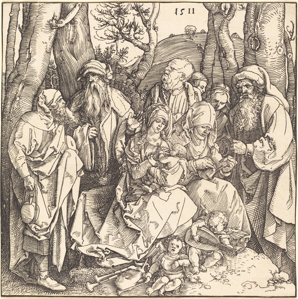 Müzik Yapan İki Melekle Kutsal Aile by Albrecht Dürer