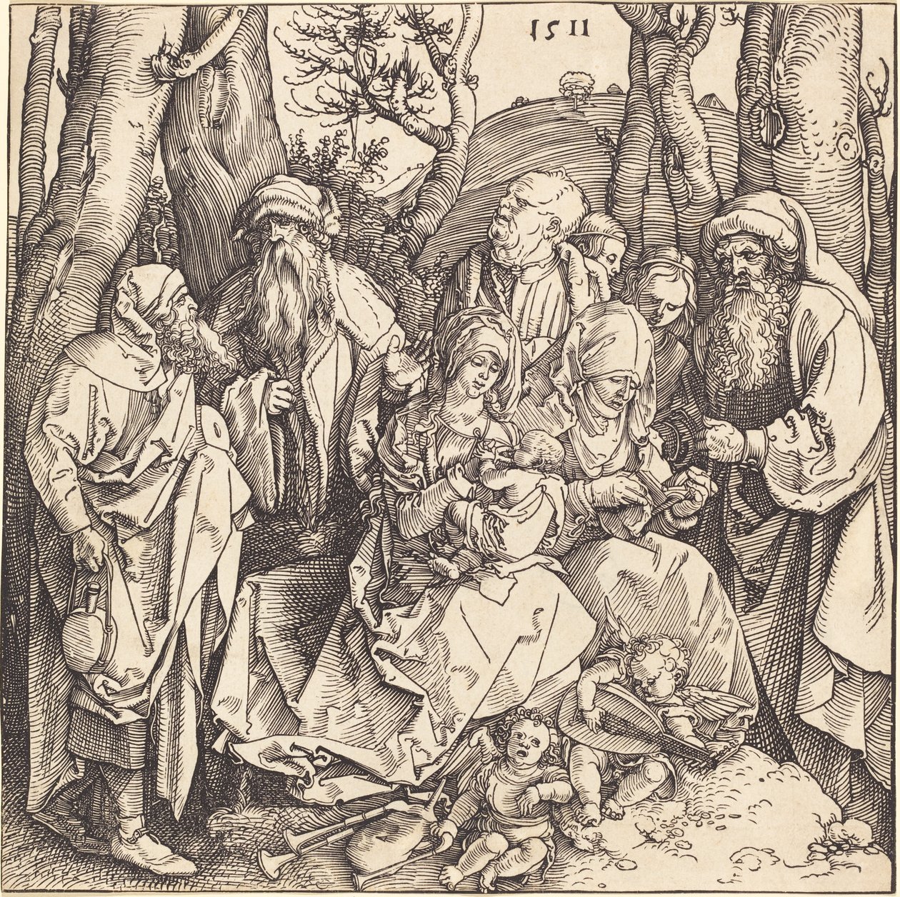 Müzik Yapan İki Melekle Kutsal Aile by Albrecht Dürer