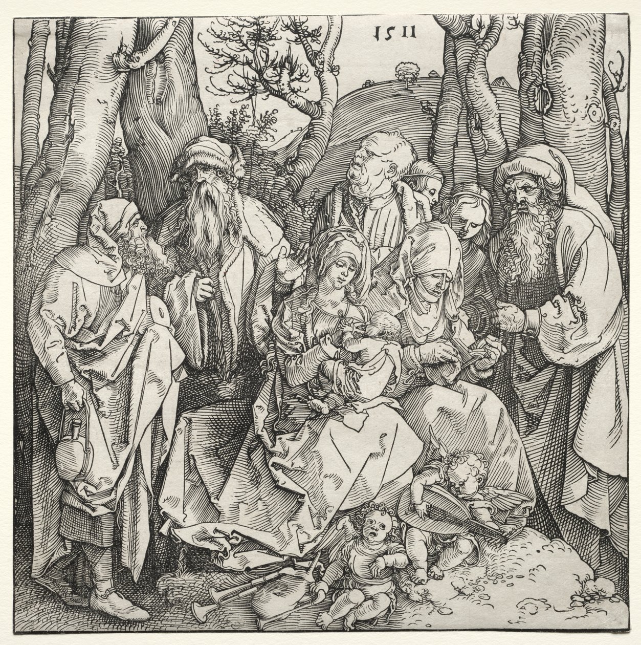 İki Müzisyen Meleğin Kutsal Ailesi by Albrecht Dürer