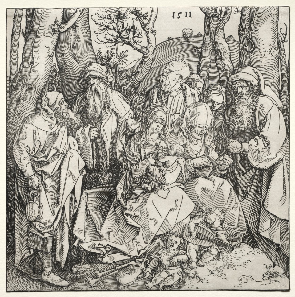 İki Müzisyen Meleğin Kutsal Ailesi, 1511. by Albrecht Dürer