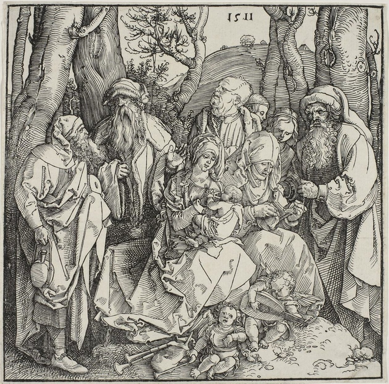 Kutsal Akrabalık ve İki Müzik Meleği by Albrecht Dürer
