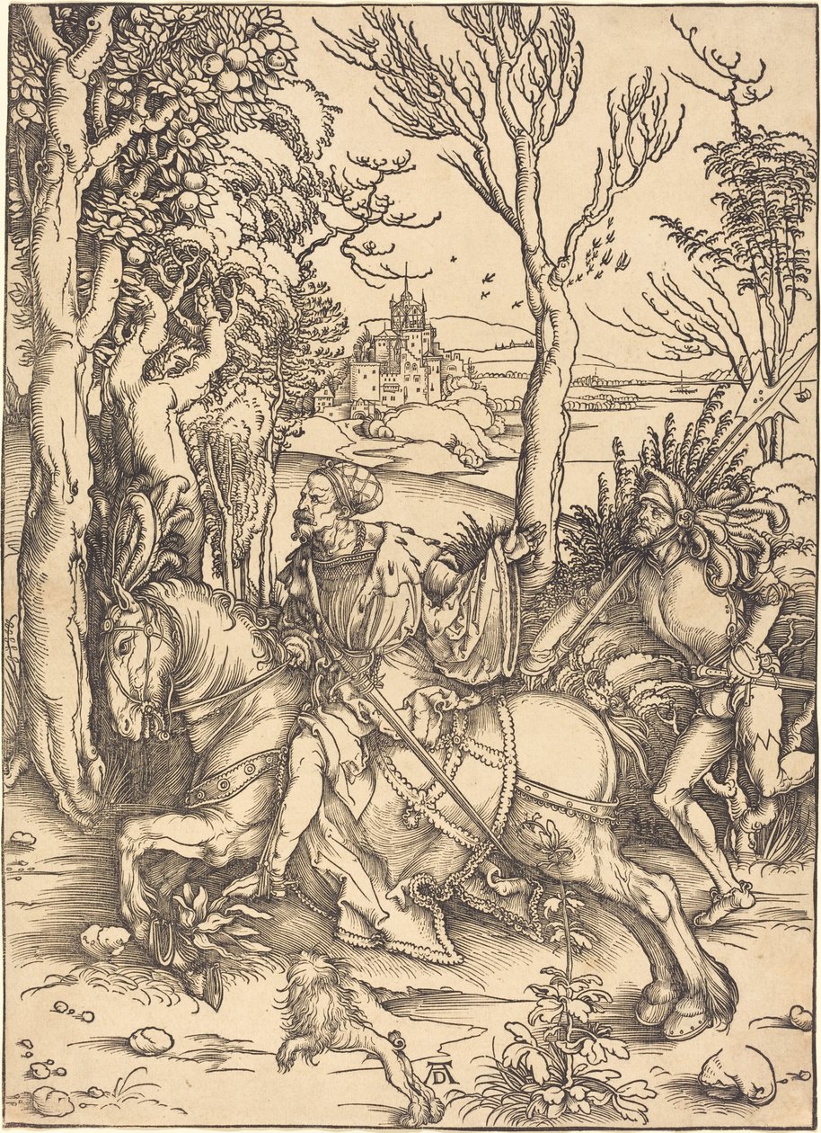 Atlı Şövalye ve Lansquenet by Albrecht Dürer