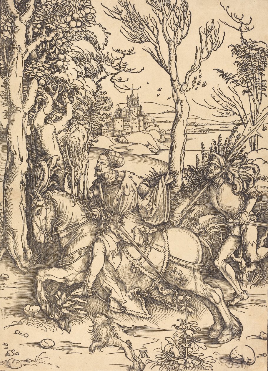 Atlı Şövalye ve Lansquenet, c. 14961497. by Albrecht Dürer