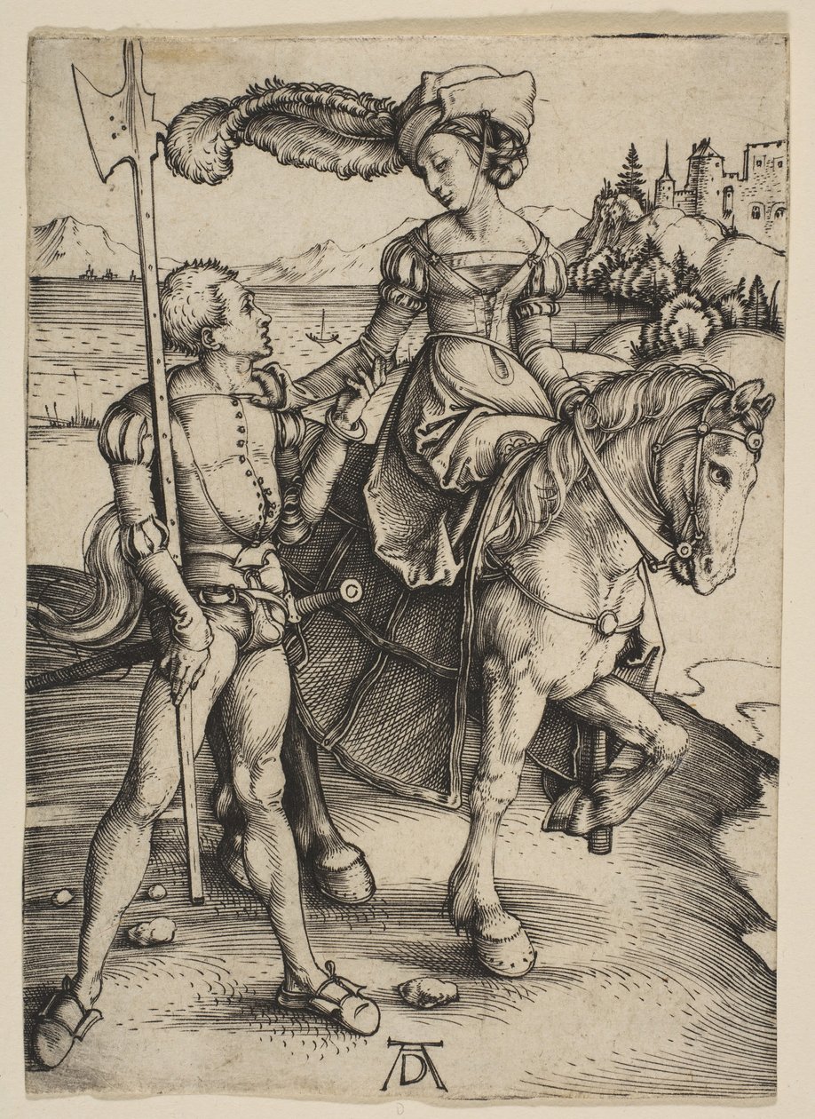Atlı Kadın ve Lansquenet, yak. 1497. by Albrecht Dürer