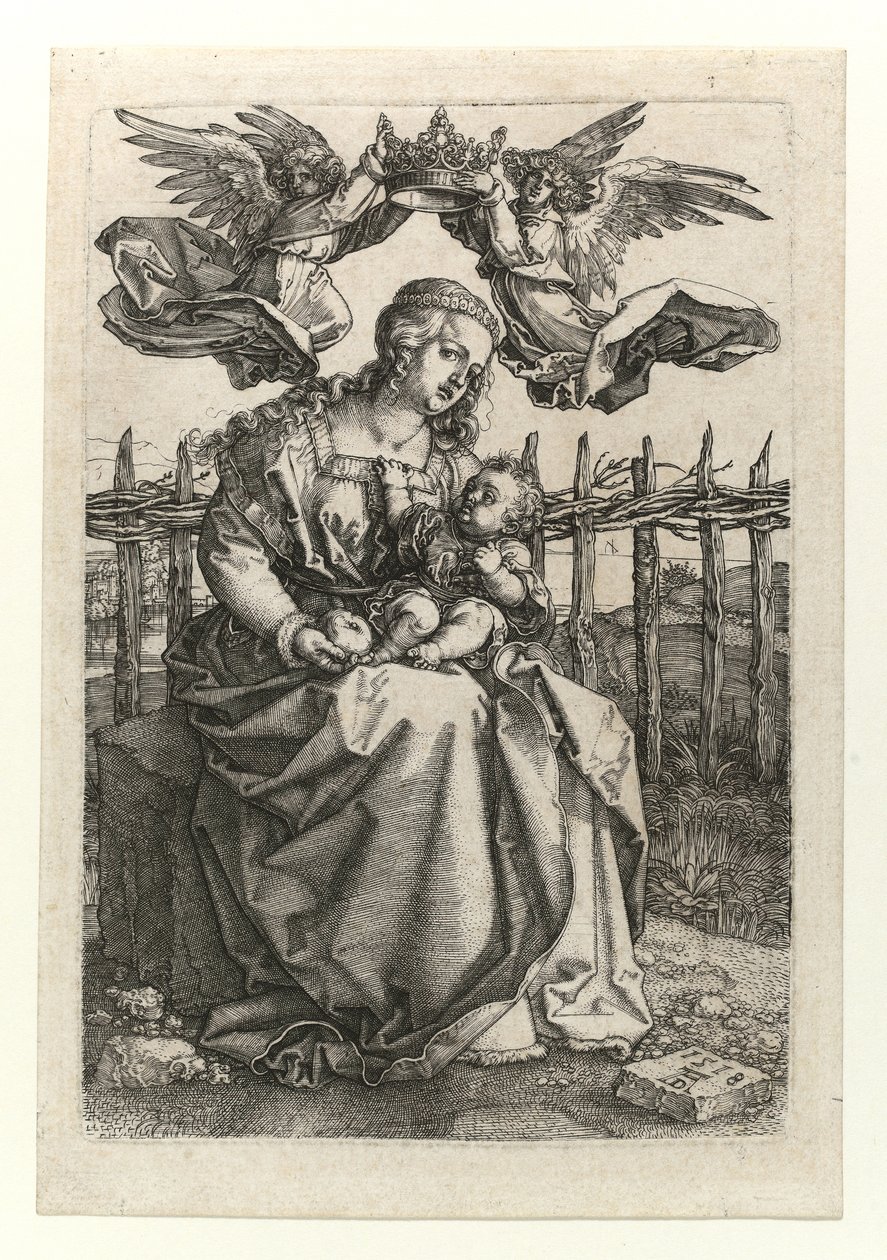 İki melek tarafından taçlandırılmış Madonna ve Çocuk, 1518 by Albrecht Dürer