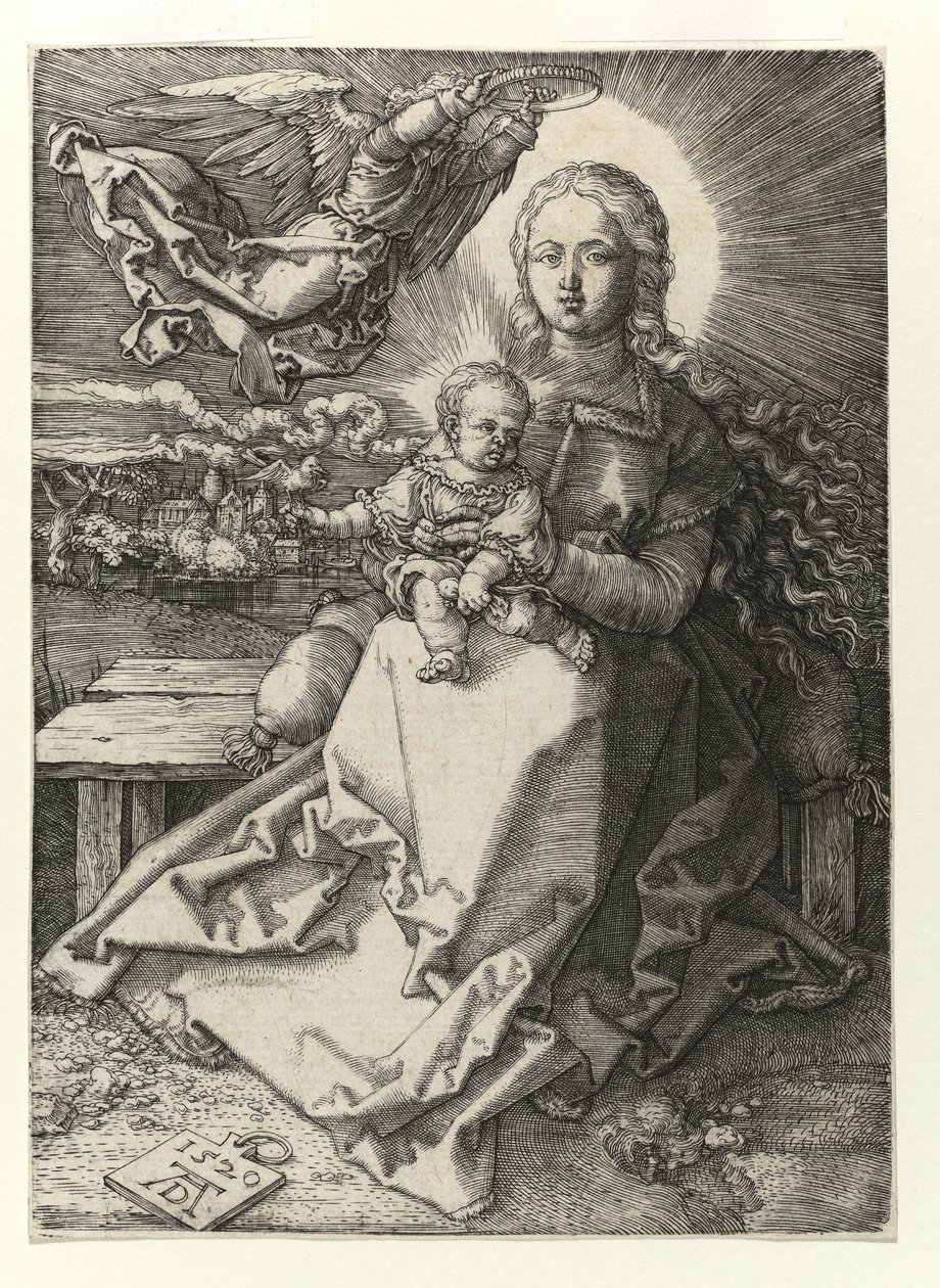 Bir melek tarafından taçlandırılmış Madonna, 1520 by Albrecht Dürer