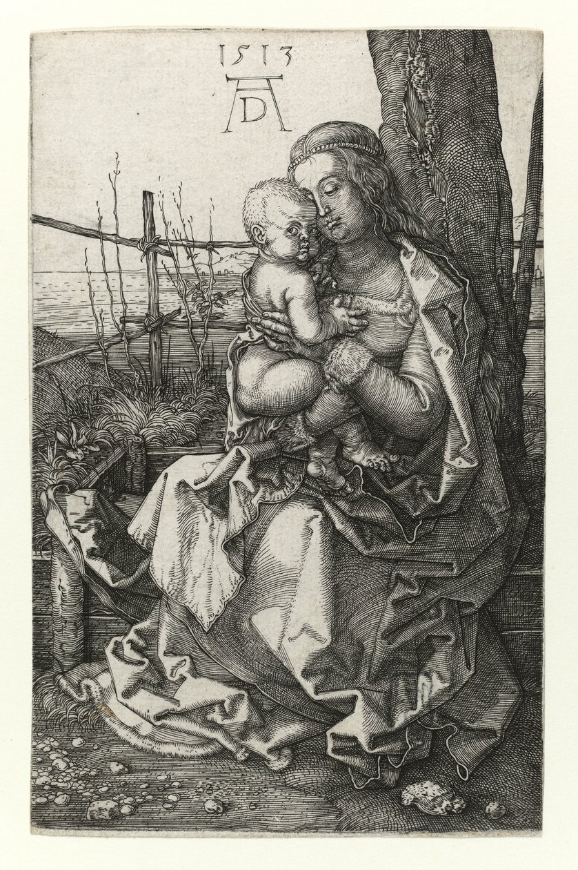 Ağacın yanında oturan Madonna, 1513 by Albrecht Dürer