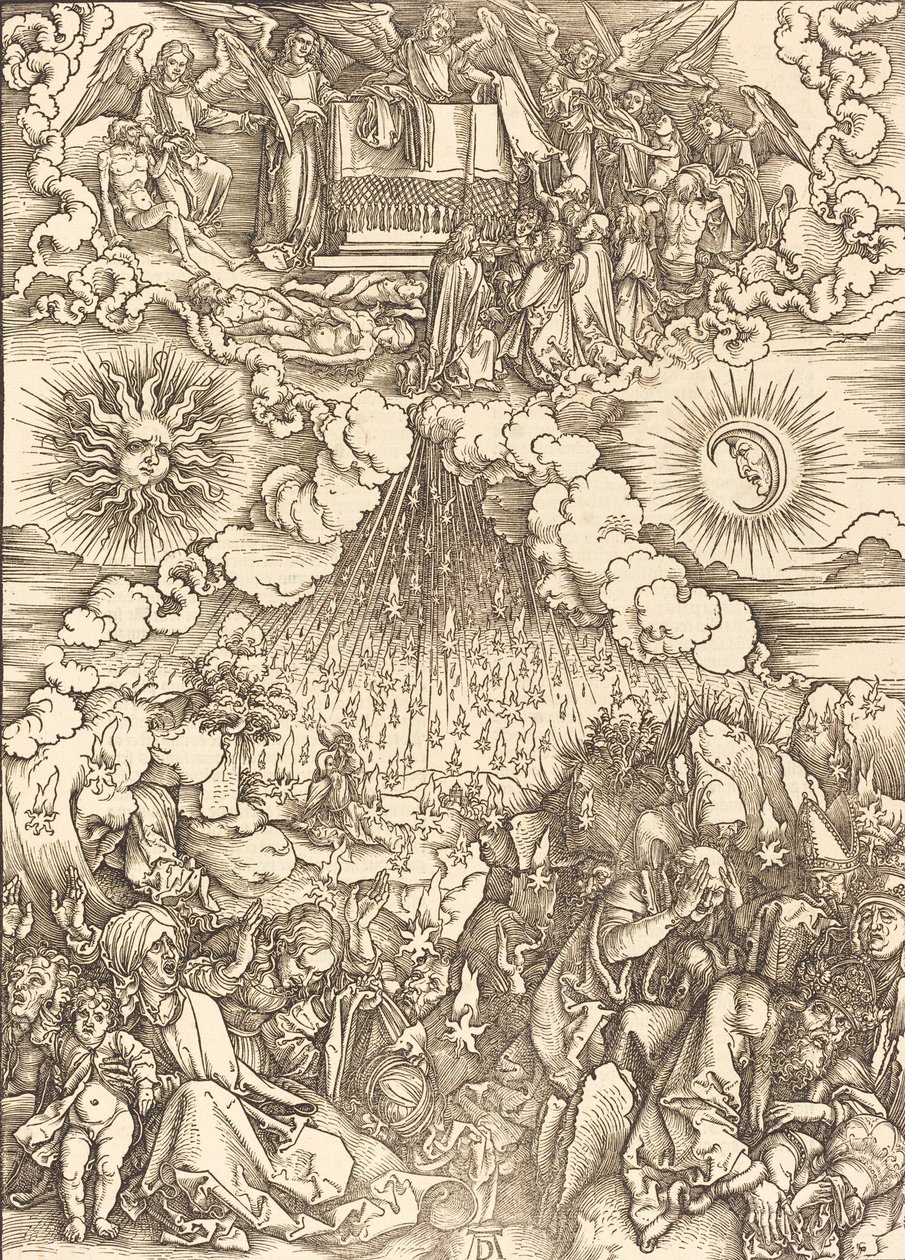 Beşinci ve Altıncı Mühürün Açılması, 1498. by Albrecht Dürer
