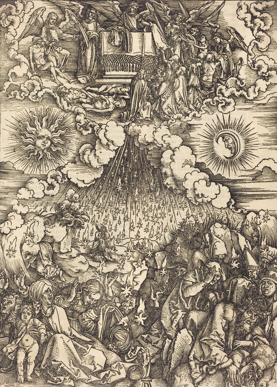 Beşinci ve Altıncı Mühürlerin Açılması, c. 1497. by Albrecht Dürer
