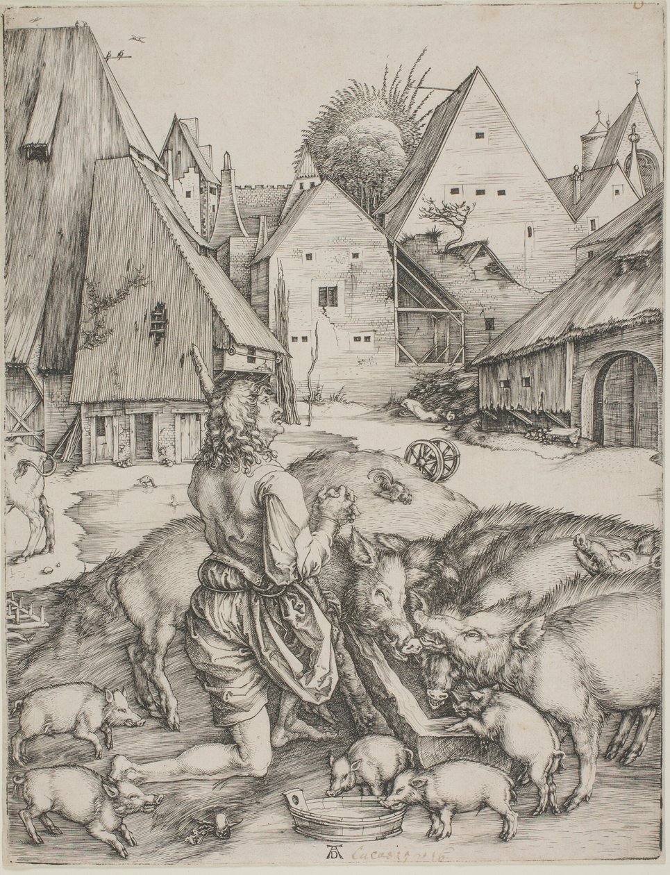 Domuzun Arasındaki Müsrif Oğul by Albrecht Dürer