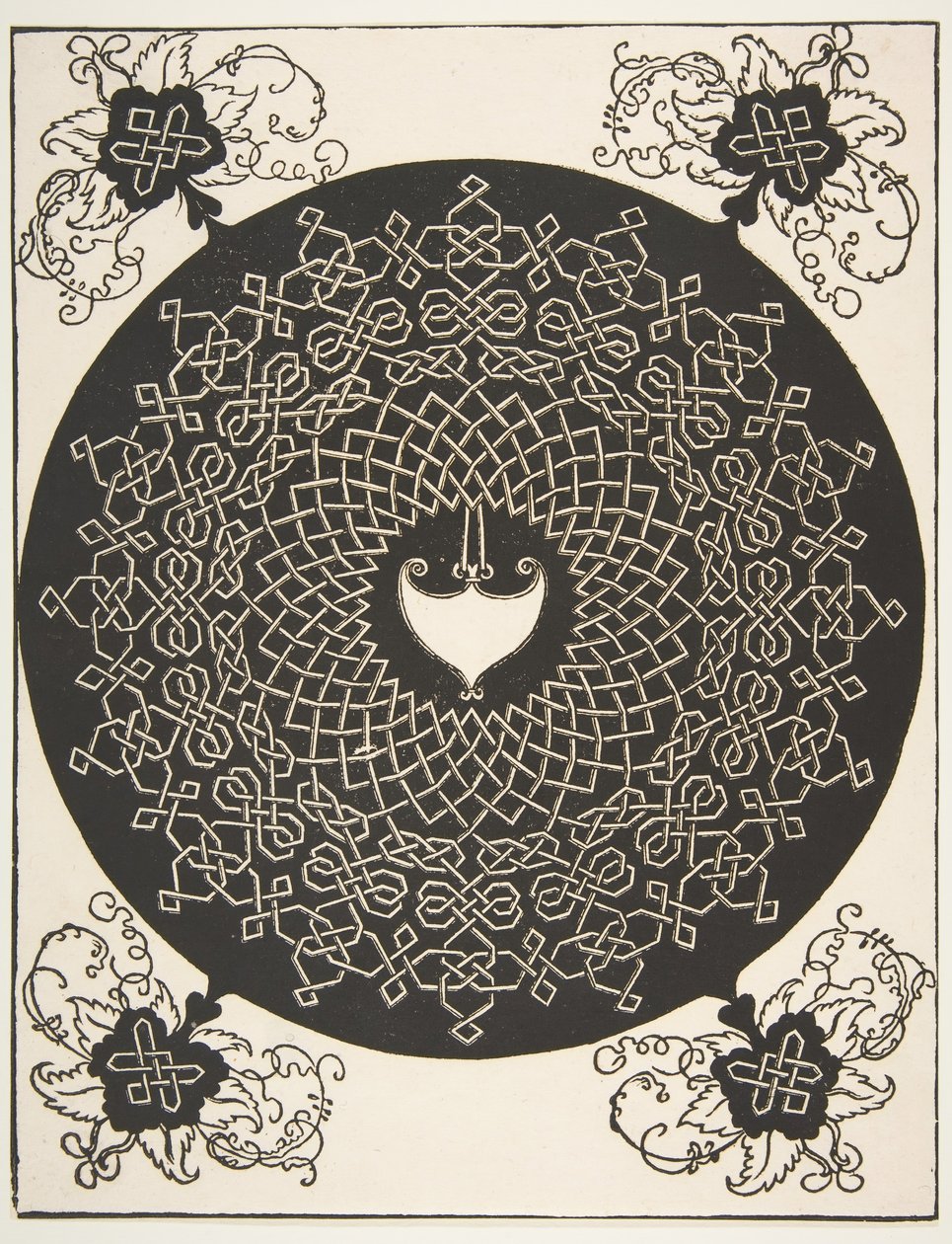 "İkinci Düğüm". Merkezinde bir Amazon Kalkanı olan geçmeli Roundel, daha önce 1521. by Albrecht Dürer