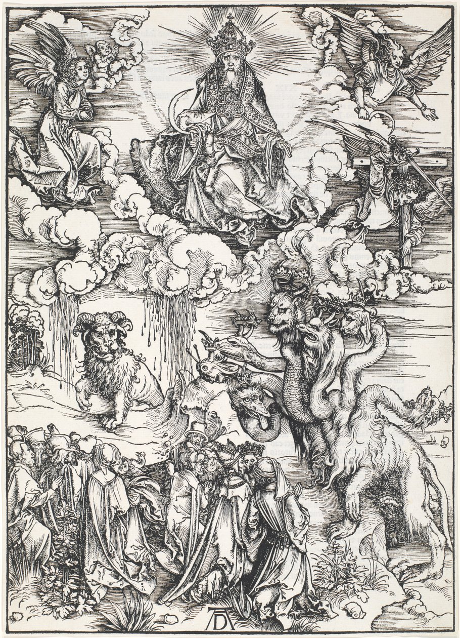 The Seven-Headed Beast and the Beast with Lambs Horns, from The Apocalypse of St. John, 1496-98  by Albrecht Dürer