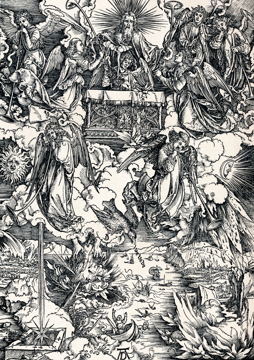 Yedi Trompet Meleklere Verilir, 1498 1906. by Albrecht Dürer
