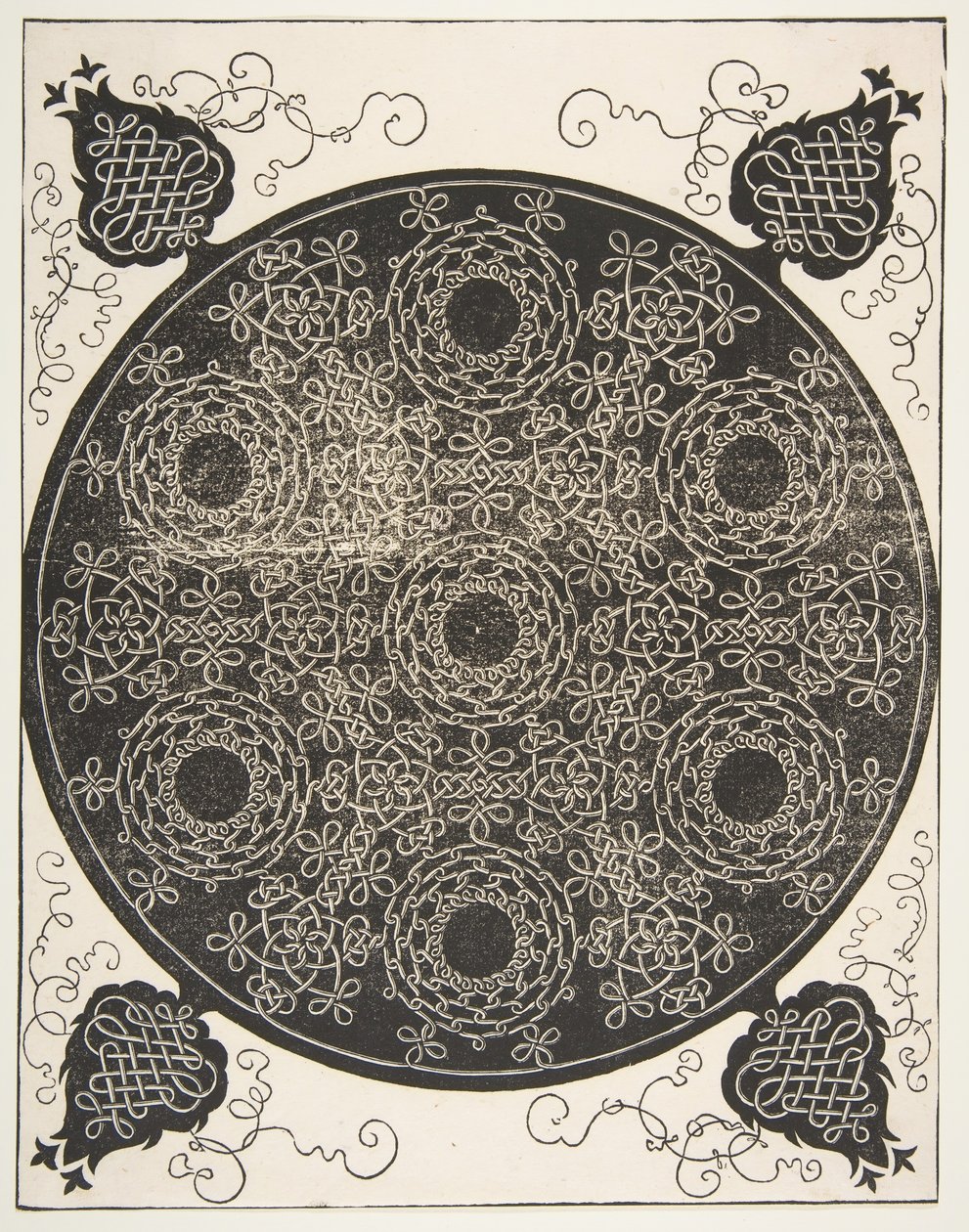 Altıncı Düğüm. Yedi Çelenk ile Geçmeli Roundel, 1521 önce. by Albrecht Dürer