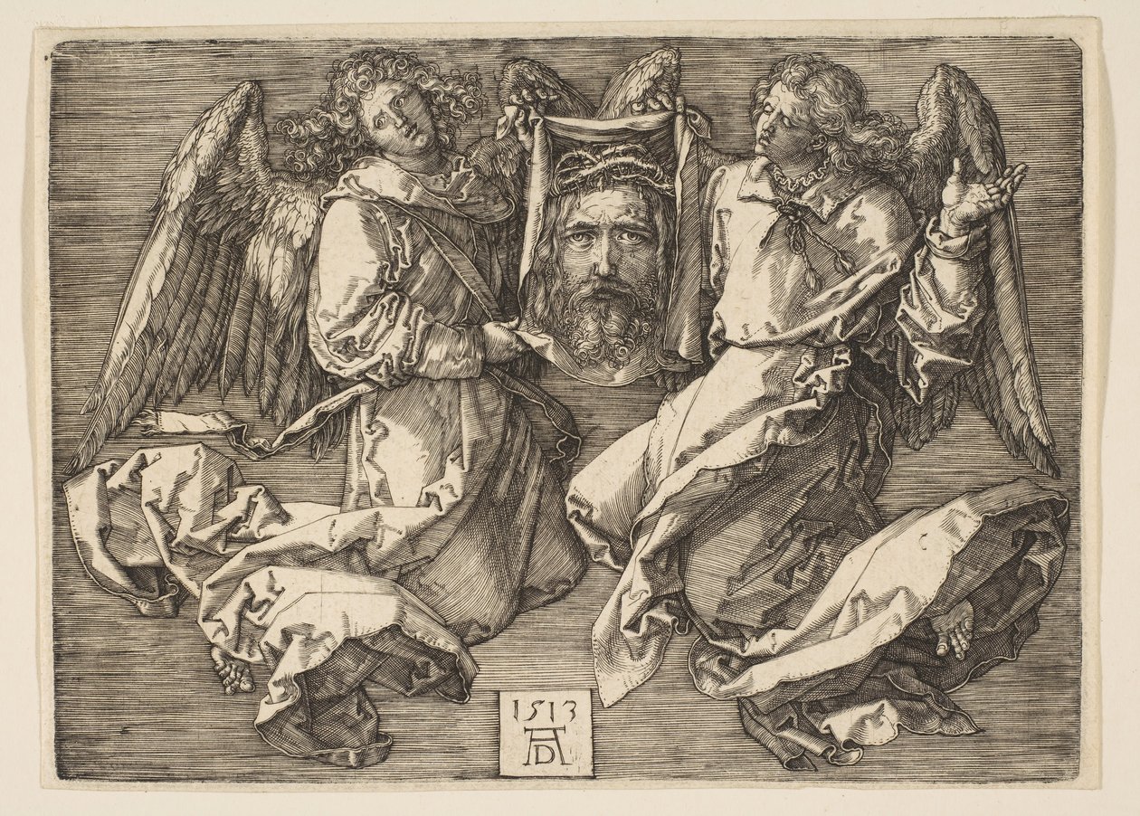 İki Melek Tarafından Görüntülenen Sudarium, 1513. by Albrecht Dürer
