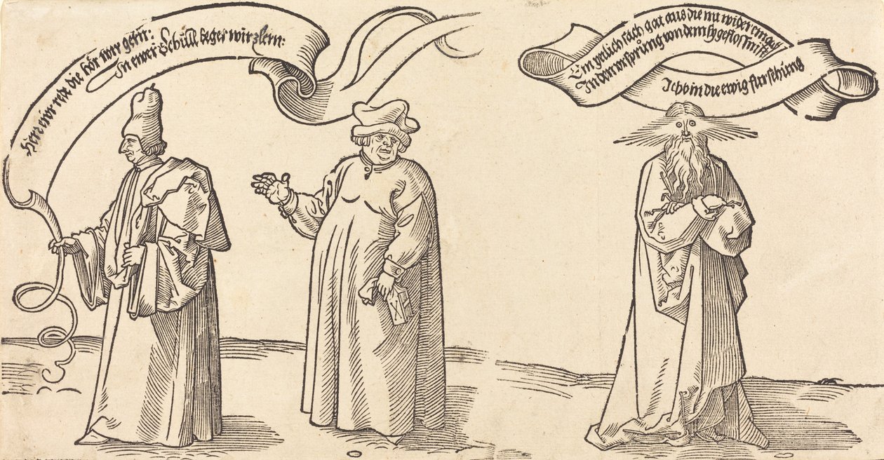 Öğretmen, Rahip ve Providence, muhtemelen 1526. by Albrecht Dürer