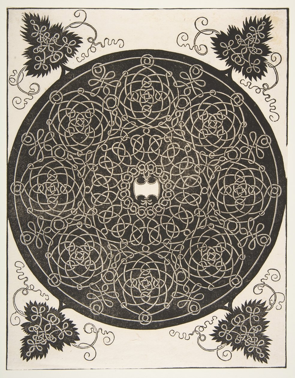 Üçüncü Düğüm. Sekiz Çelenk ve Taraklı Kalkan ile Geçmeli Roundel i..., 1521 önce. by Albrecht Dürer