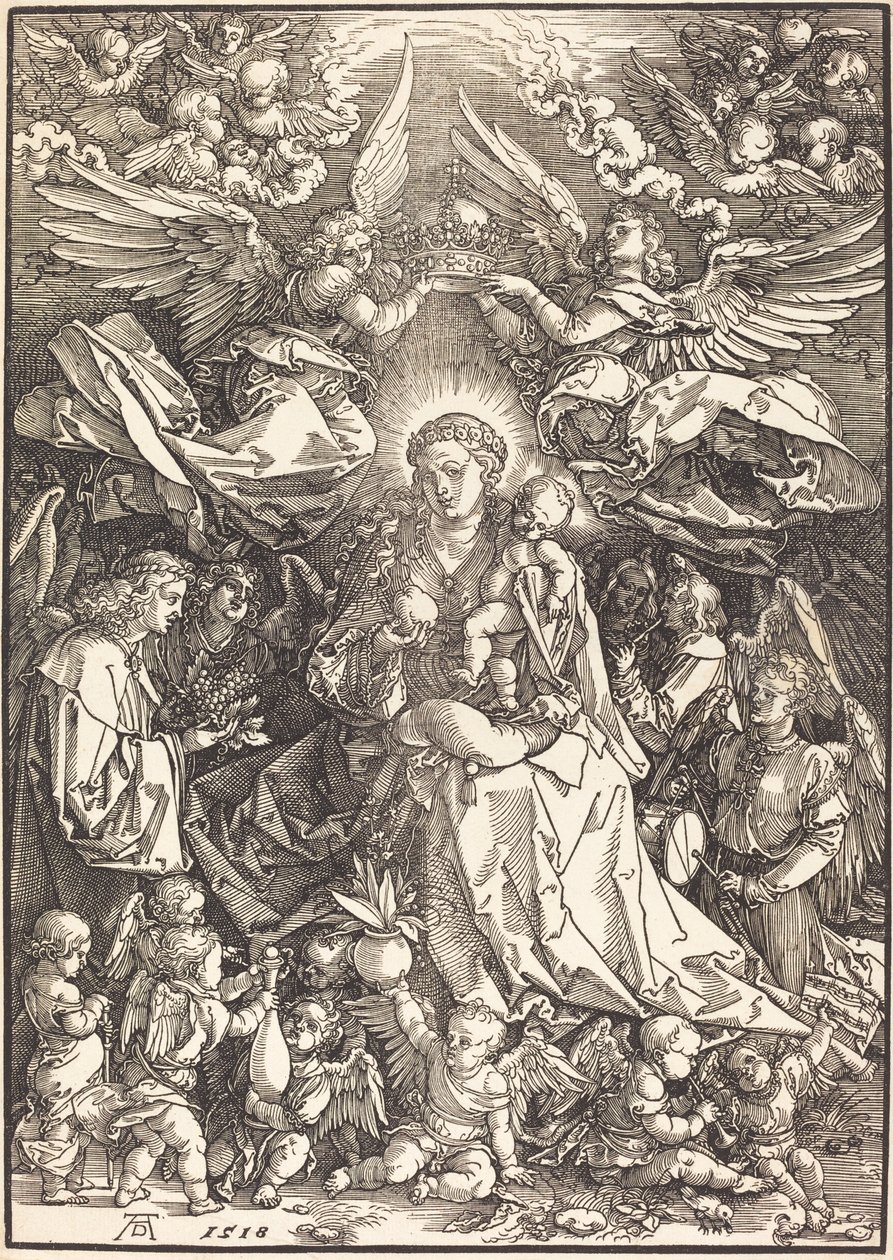 Birçok Melekle Çevrili Bakire by Albrecht Dürer