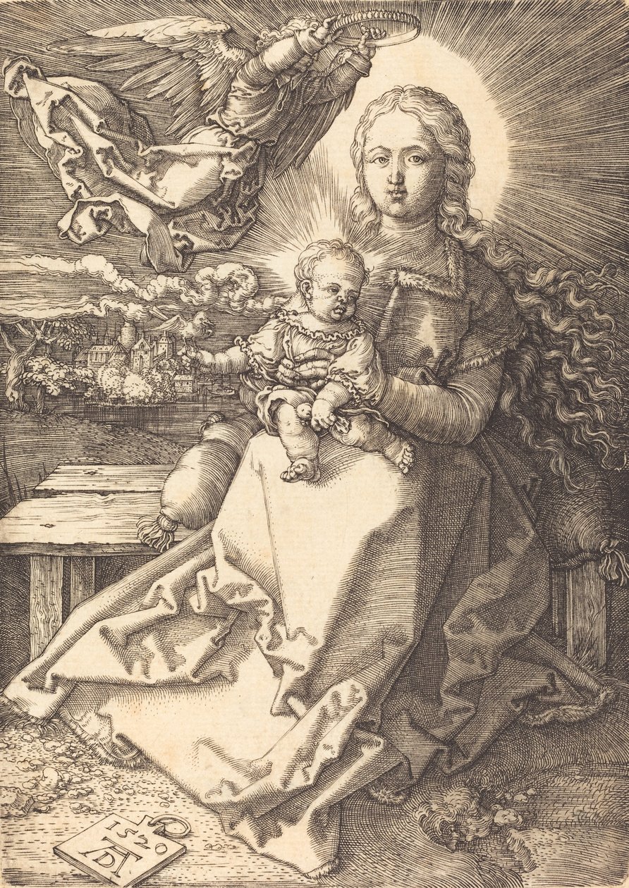 Bir Melek Tarafından Taçlandırılan Bakire ve Çocuk, 1520. by Albrecht Dürer