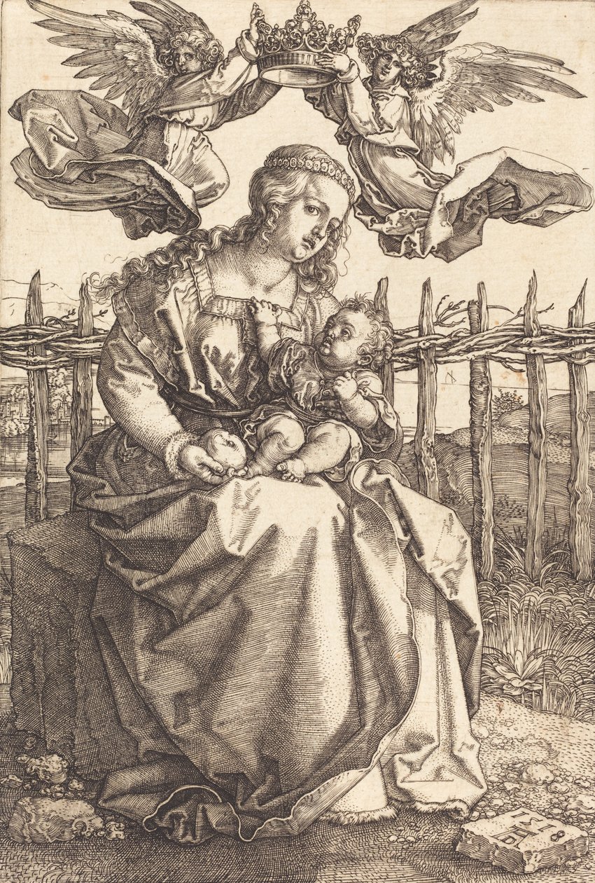 İki Melek Tarafından Taçlandırılan Bakire ve Çocuk, 1518. by Albrecht Dürer