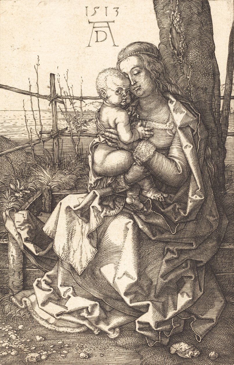 Bir Ağacın Yanında Oturan Bakire ve Çocuk, 1513. by Albrecht Dürer