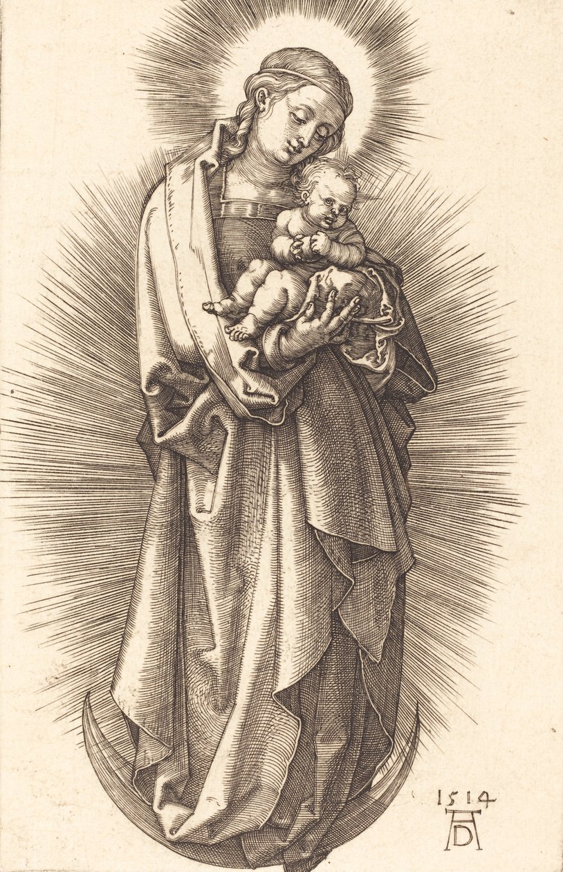 Taçlı Hilal Üzerinde Bakire ve Çocuk, 1514. by Albrecht Dürer