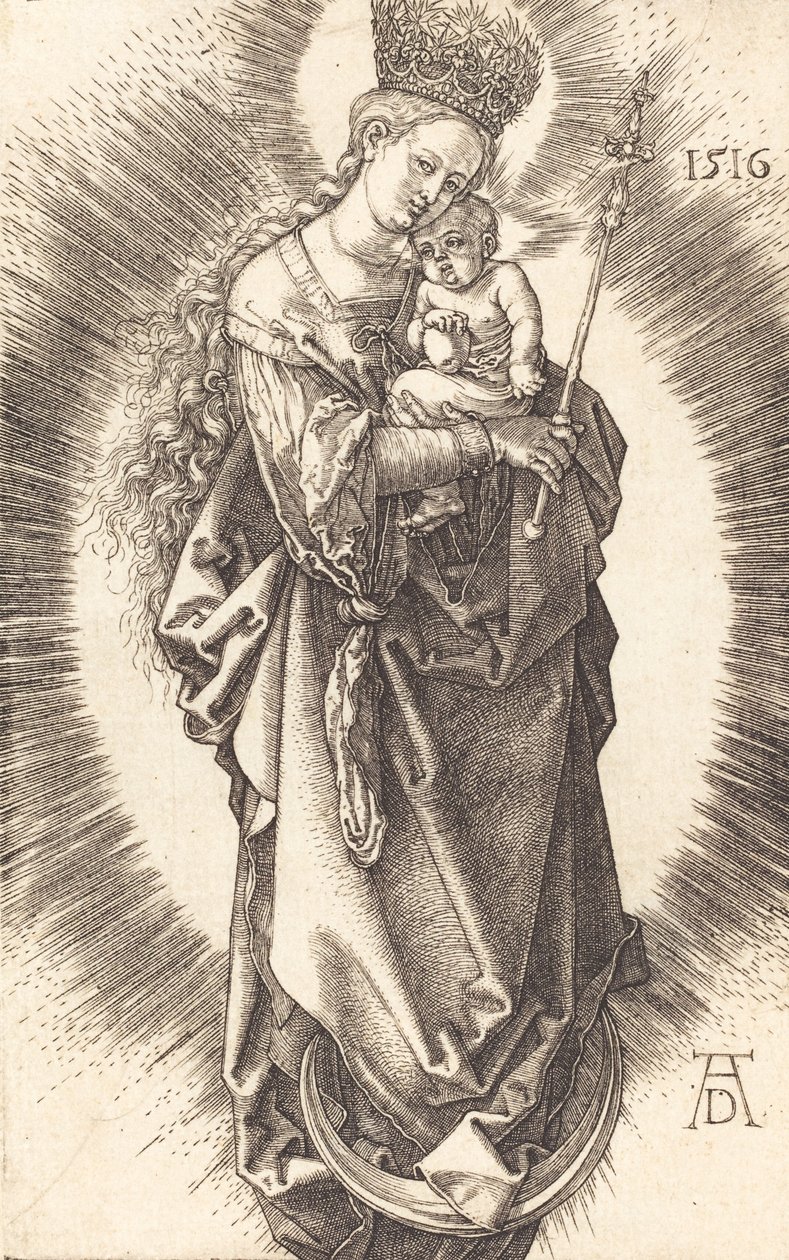 Hilal Üzerinde Asası ve Yıldızlı Tacı Olan Bakire ve Çocuk, 1516. by Albrecht Dürer