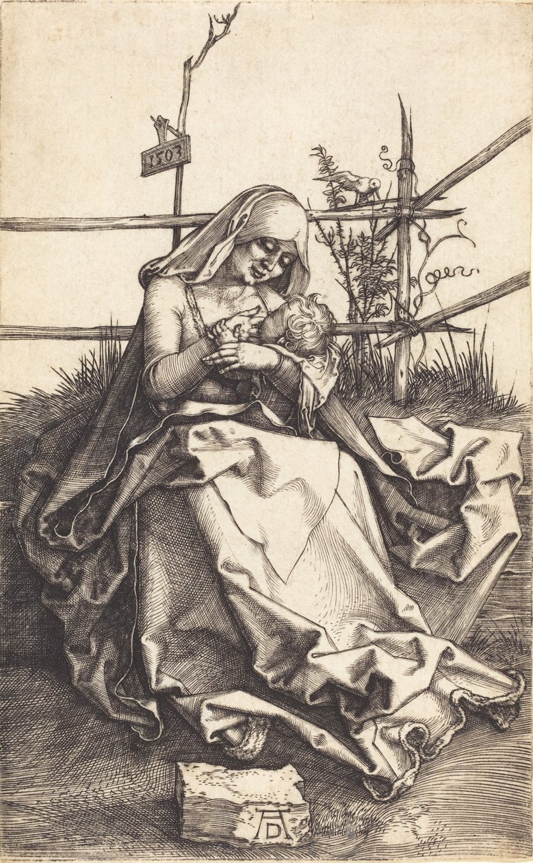 Bakire ve Çocuk, Çimenli Bir Bankta, 1503. by Albrecht Dürer