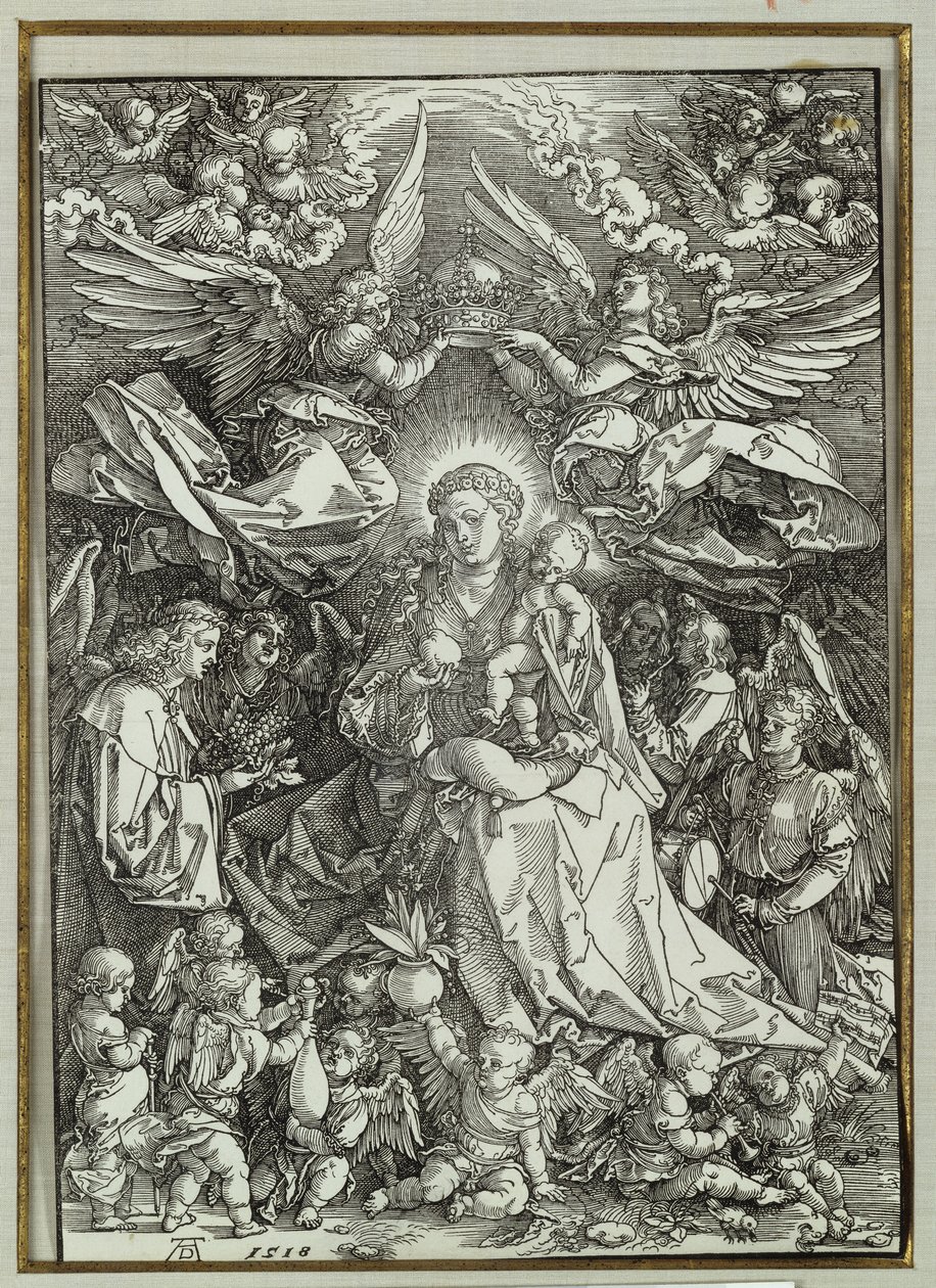 Meleklerle çevrili Bakire ve Çocuk, 1518 by Albrecht Dürer