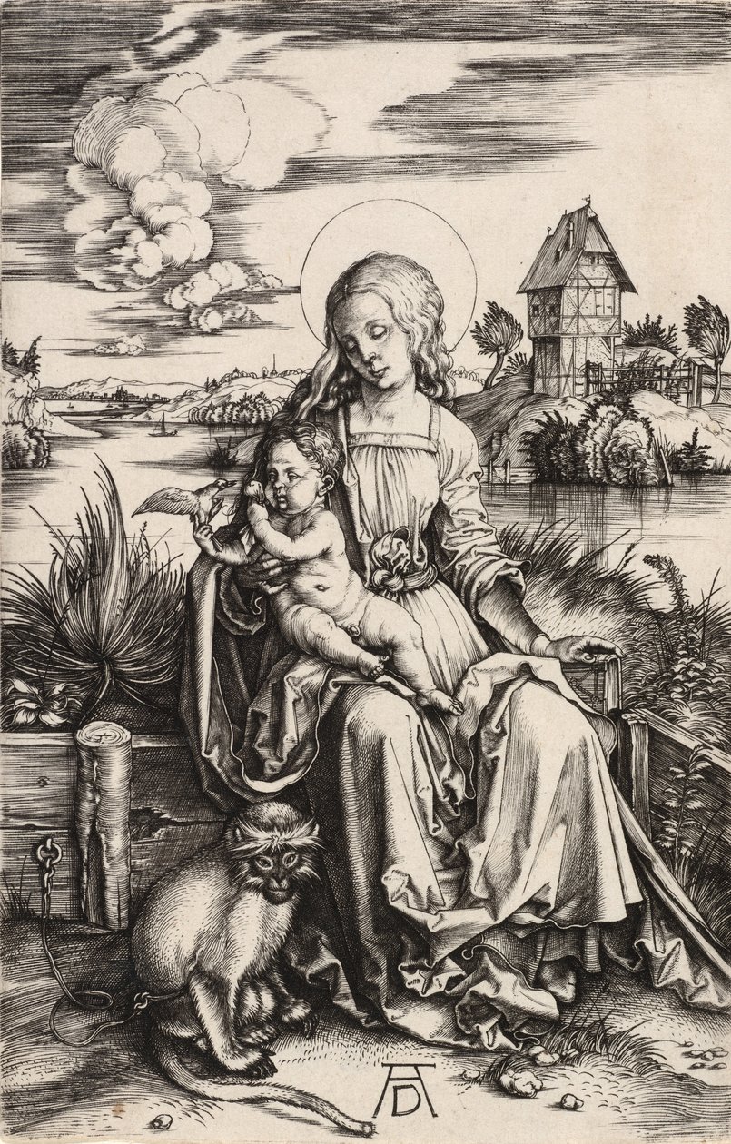 Maymunlu Bakire ve Çocuk, c. 1498. by Albrecht Dürer