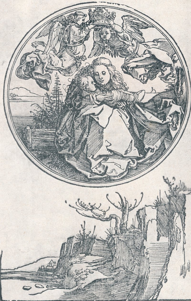 İki Melek tarafından taçlandırılmış Bakire, c1515 1906. by Albrecht Dürer