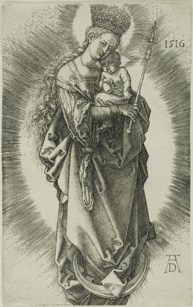Hilal Üzerinde Yıldız Tacı ve Asası Olan Bakire by Albrecht Dürer