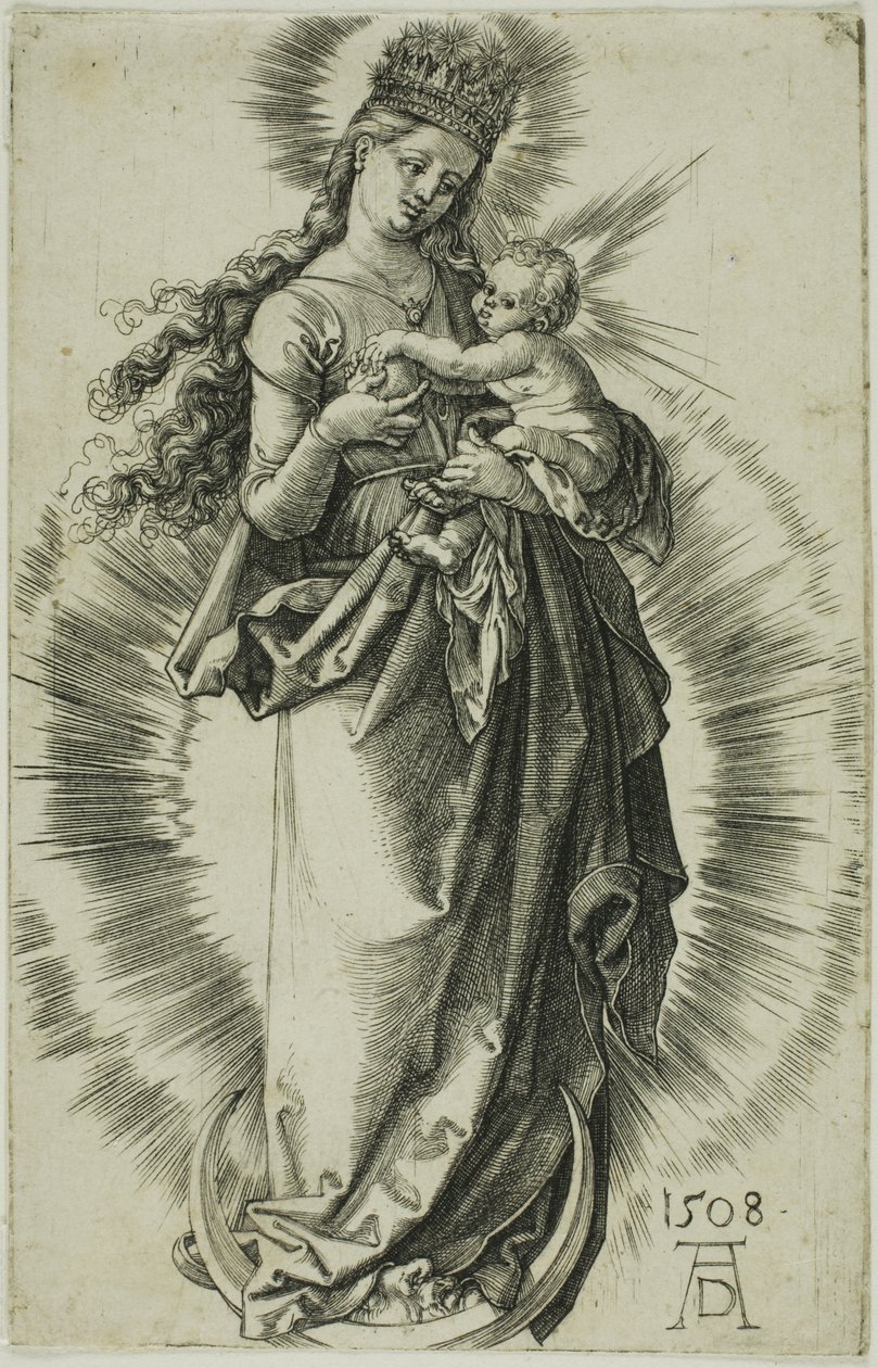 Yıldız Taçlı Hilal Üzerindeki Bakire by Albrecht Dürer