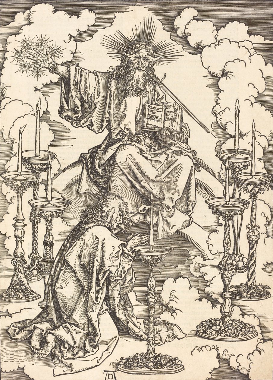 Yedi Şamdan Vizyonu, muhtemelen c. 14961498. by Albrecht Dürer