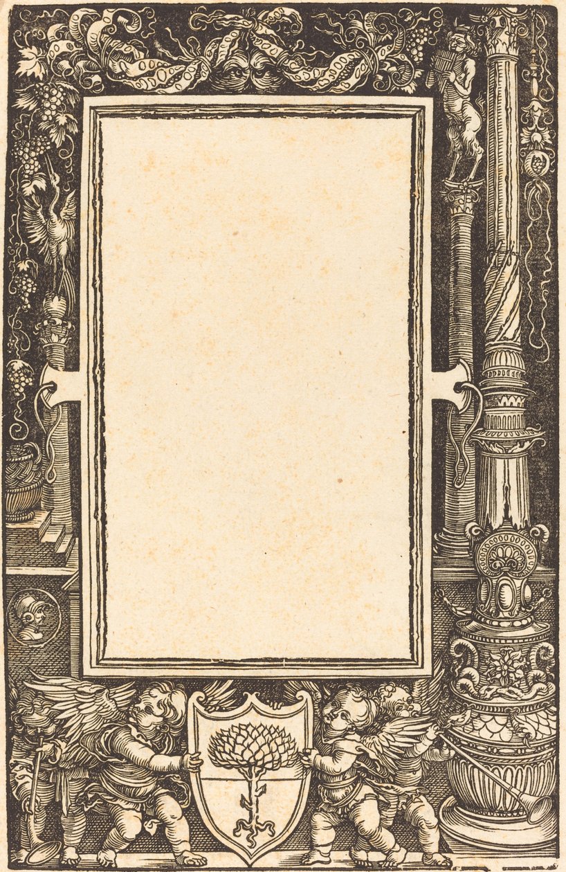 Putti Pirckheimer Kollarını Tutarken Unvan Sınırı by Albrecht Dürer