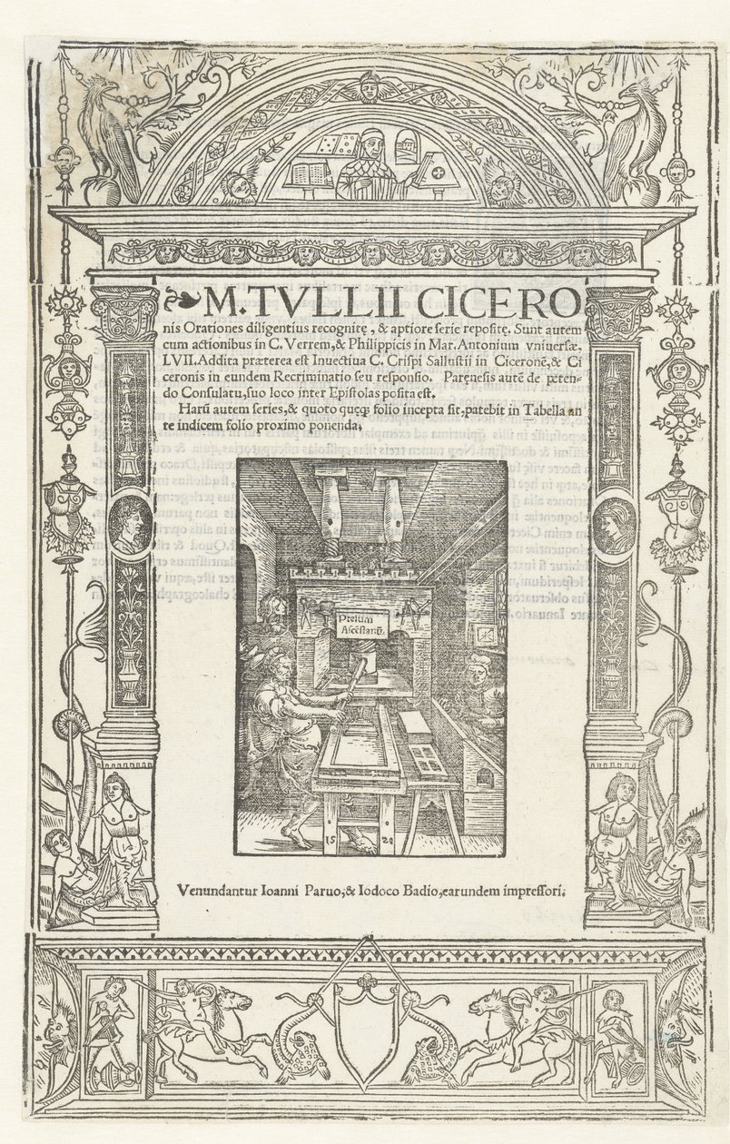 Yazıcının damgası Jodocus Badius, 1520 ile Cicero