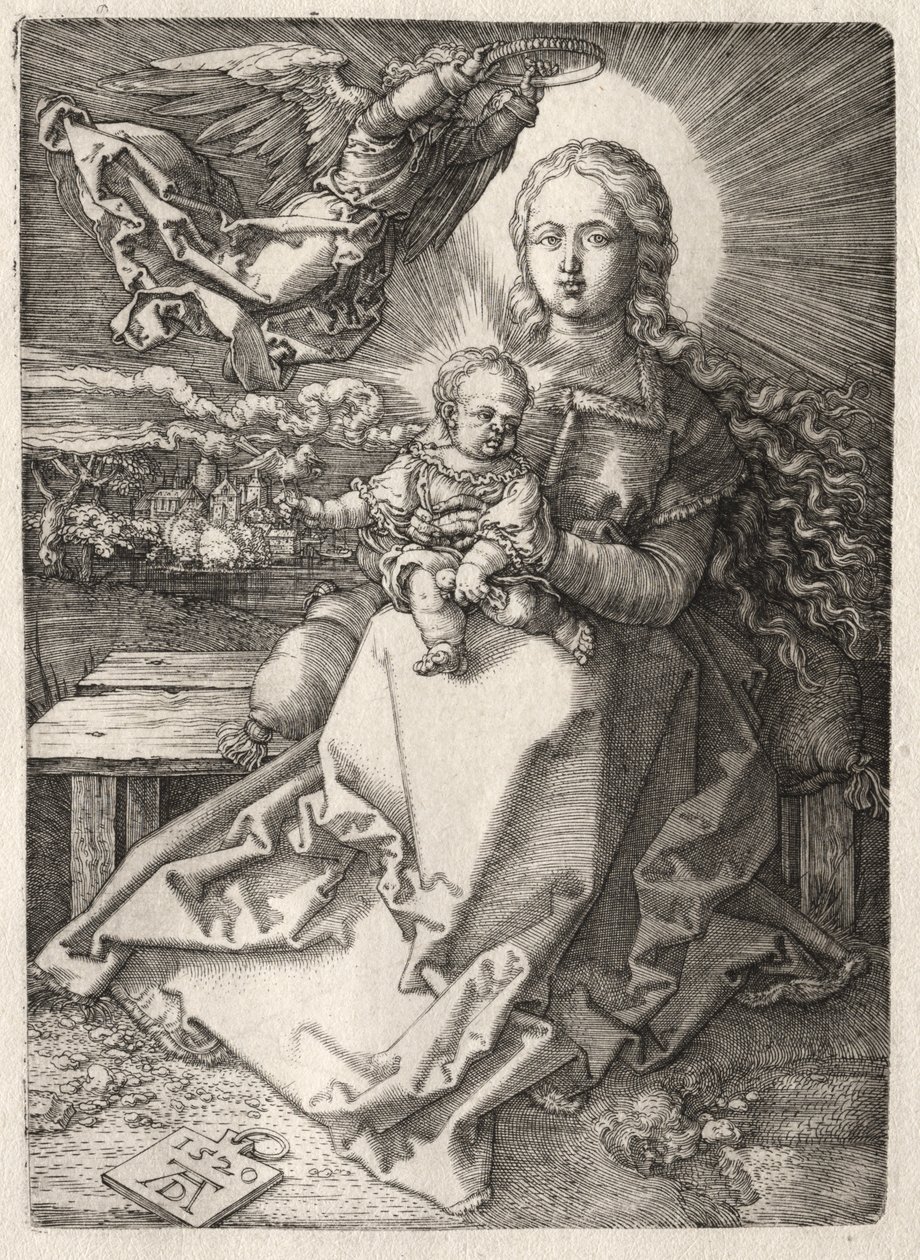 Bakire bir melek tarafından taçlandırıldı by Albrecht Dürer