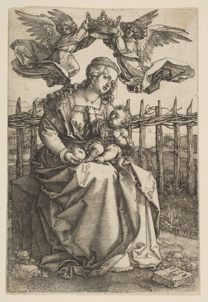 İki Melek Tarafından Taçlandırılan Bakire ve Çocuk, 1518. by Albrecht Dürer