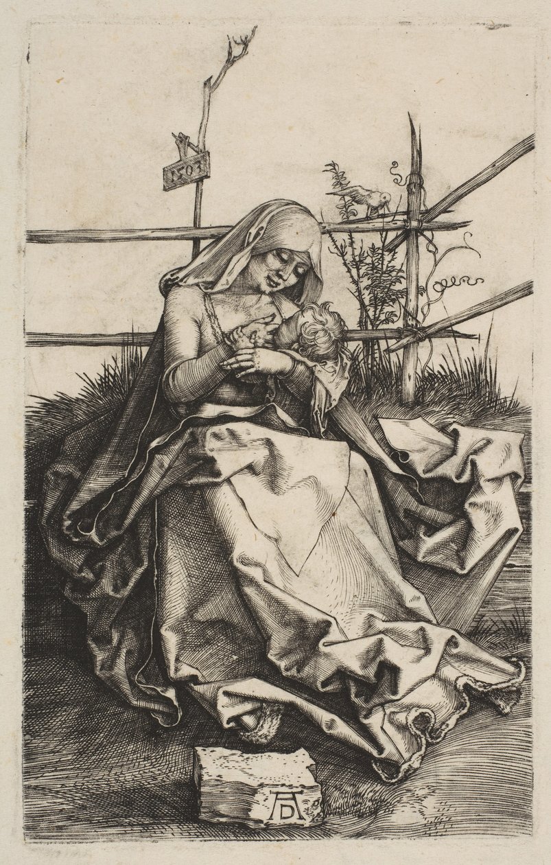 Bakire ve Çocuk, Çimenli Bir Bankta, 1503. by Albrecht Dürer