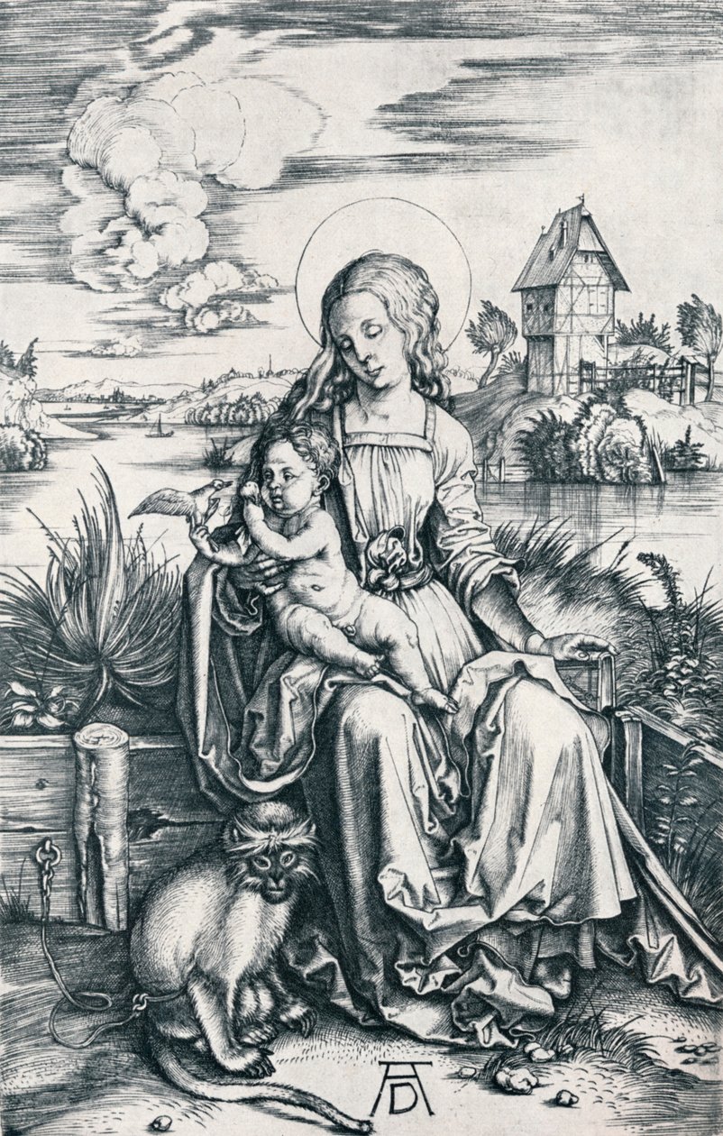 Maymunlu Bakire ve Çocuk, 1506 1906 by Albrecht Dürer