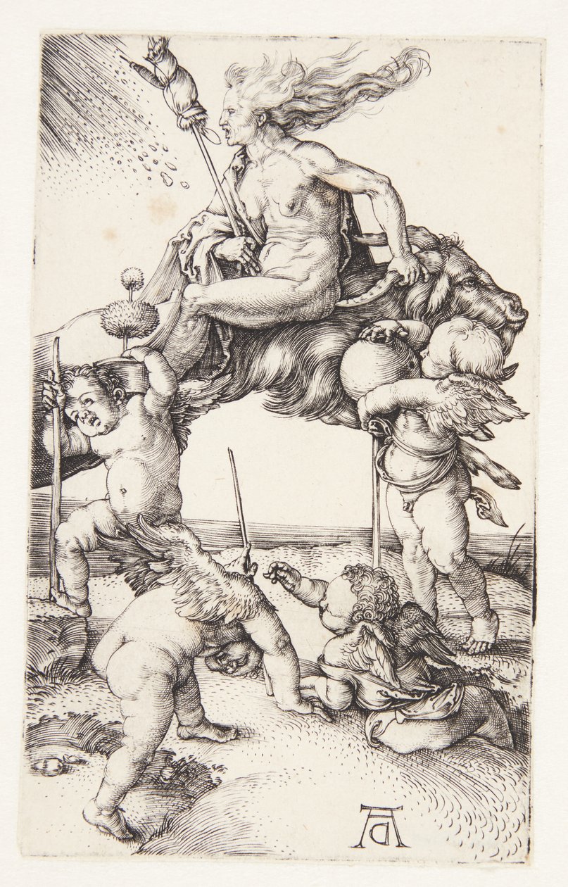 Bir keçi üzerinde geriye doğru sürme cadı by Albrecht Dürer