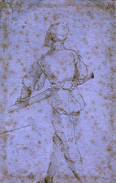 Kürekli Bir Adam, c.1520-21 (kağıt üzerine kalem ve mürekkep) by Albrecht Dürer