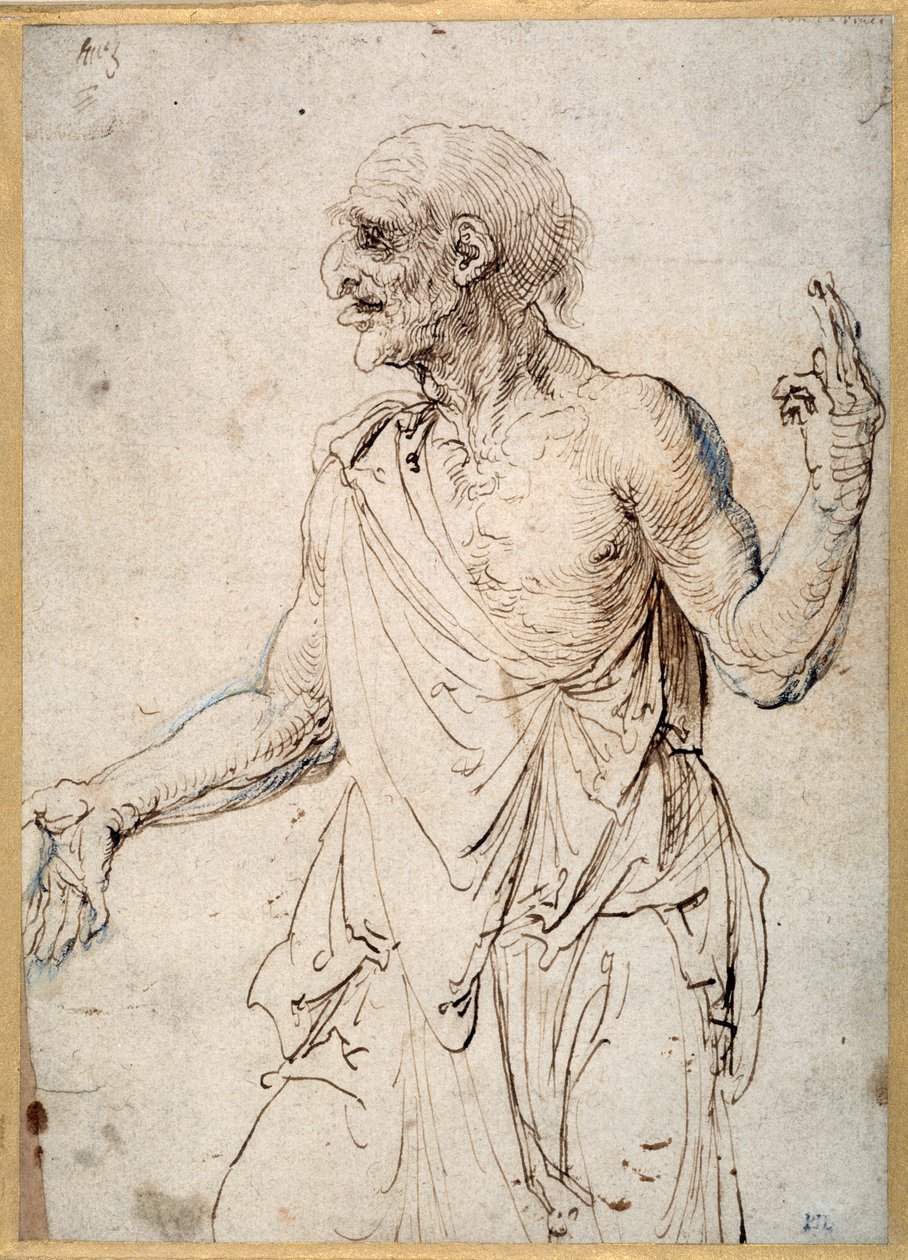 Yaşlı Bir Adam El Hareketleri (kağıt üzerinde kalem ve mürekkep) by Albrecht Dürer