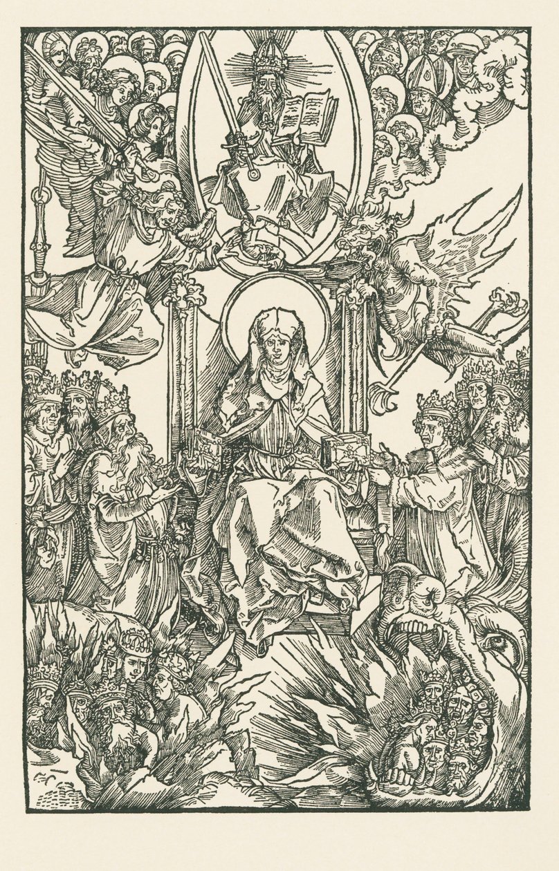 Birgitta eserlerini İmparatora, Krallara ve Prenslere veriyor by Albrecht Dürer or Duerer