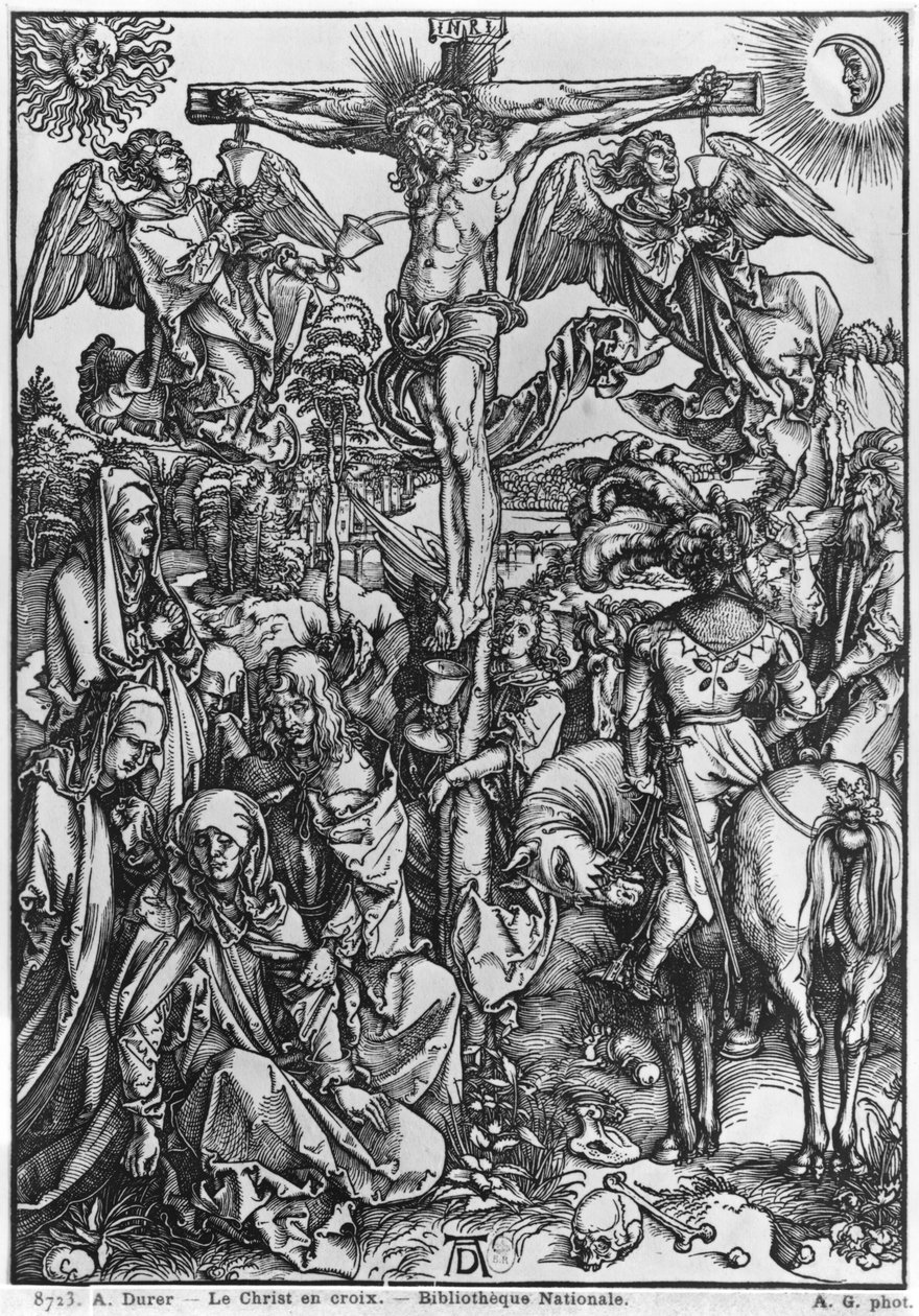 İsa çarmıhta (tahta baskı) (s/b fotoğraf) by Albrecht Dürer