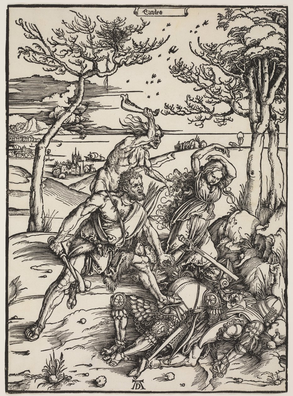 Herkül Fetheden Cacus, c.1496 (tahta baskı) by Albrecht Dürer
