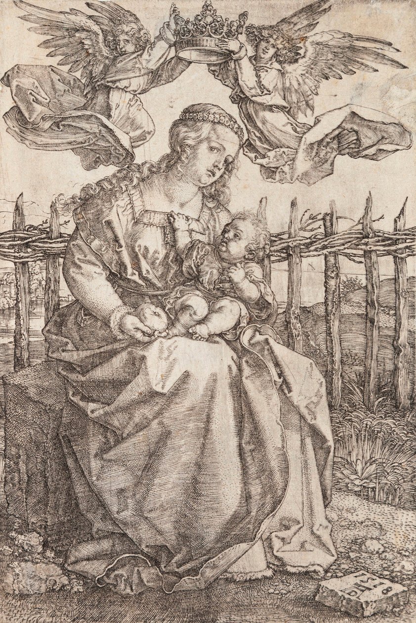 İki melek tarafından taçlandırılmış Meryem Ana - Albrecht Durer