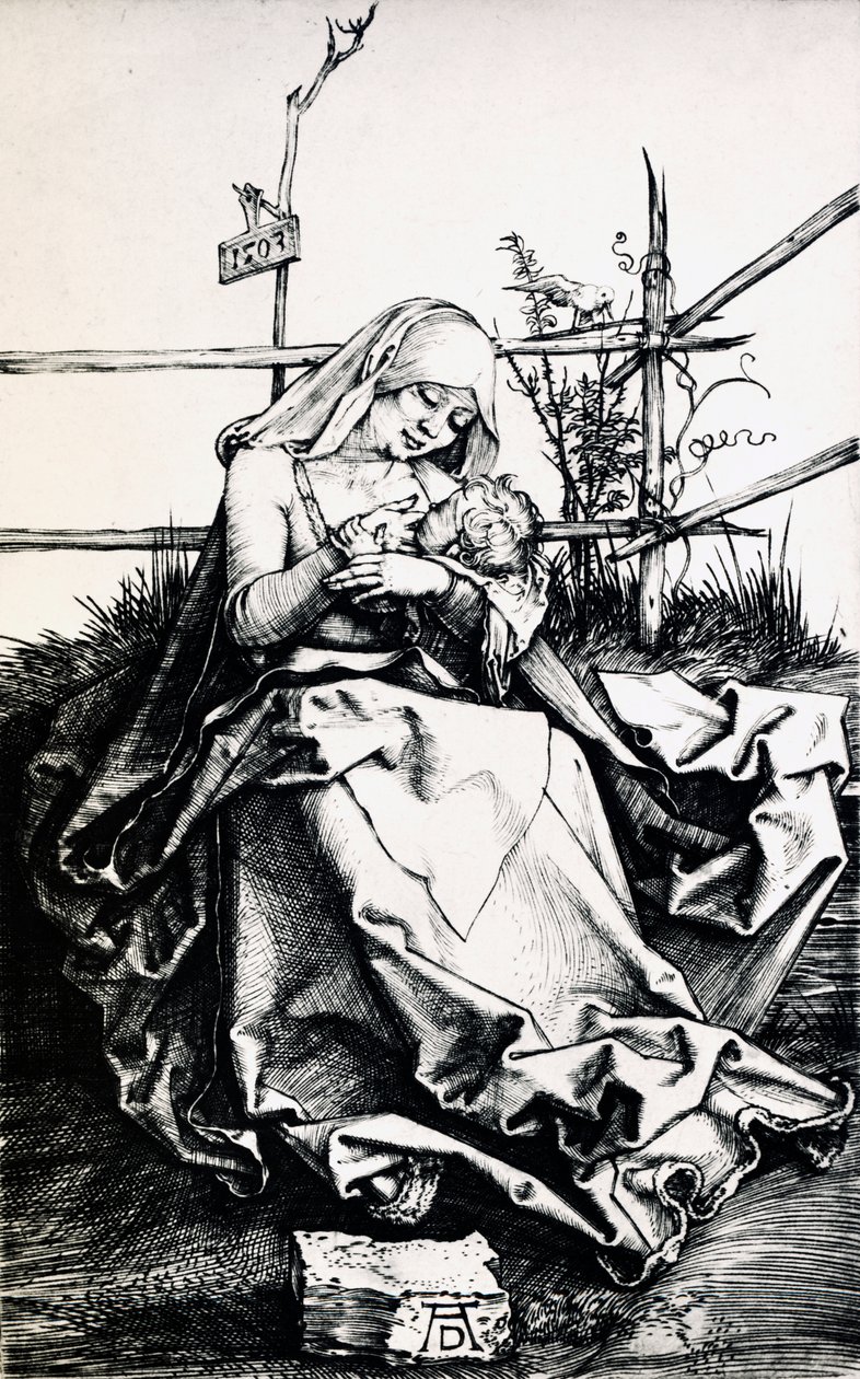 Madonna ve Çocuk bir çitin içinde (bakır üzerine gravür) by Albrecht Dürer